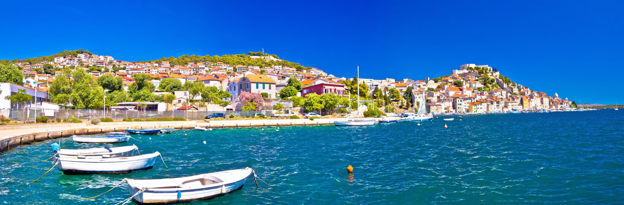 Colorful city of Sibenik panoramic view, Dalmatia, Croatia